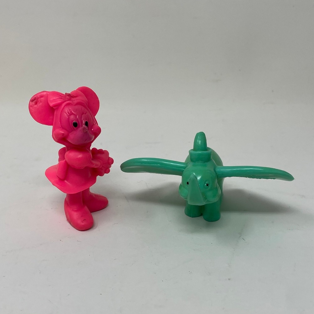 Vintage Walt Disney Productions Minnie Mouse and Dumbo Rubber Erasers Hong Kong